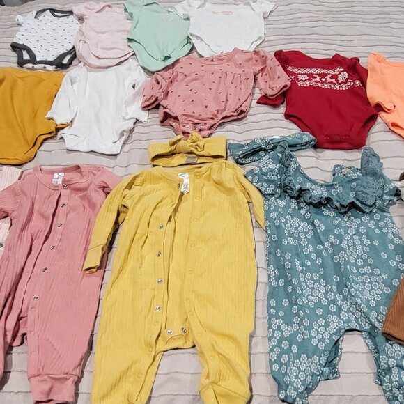 3-6 month baby girl bundle onesies pajamas dresses bottoms matching sets